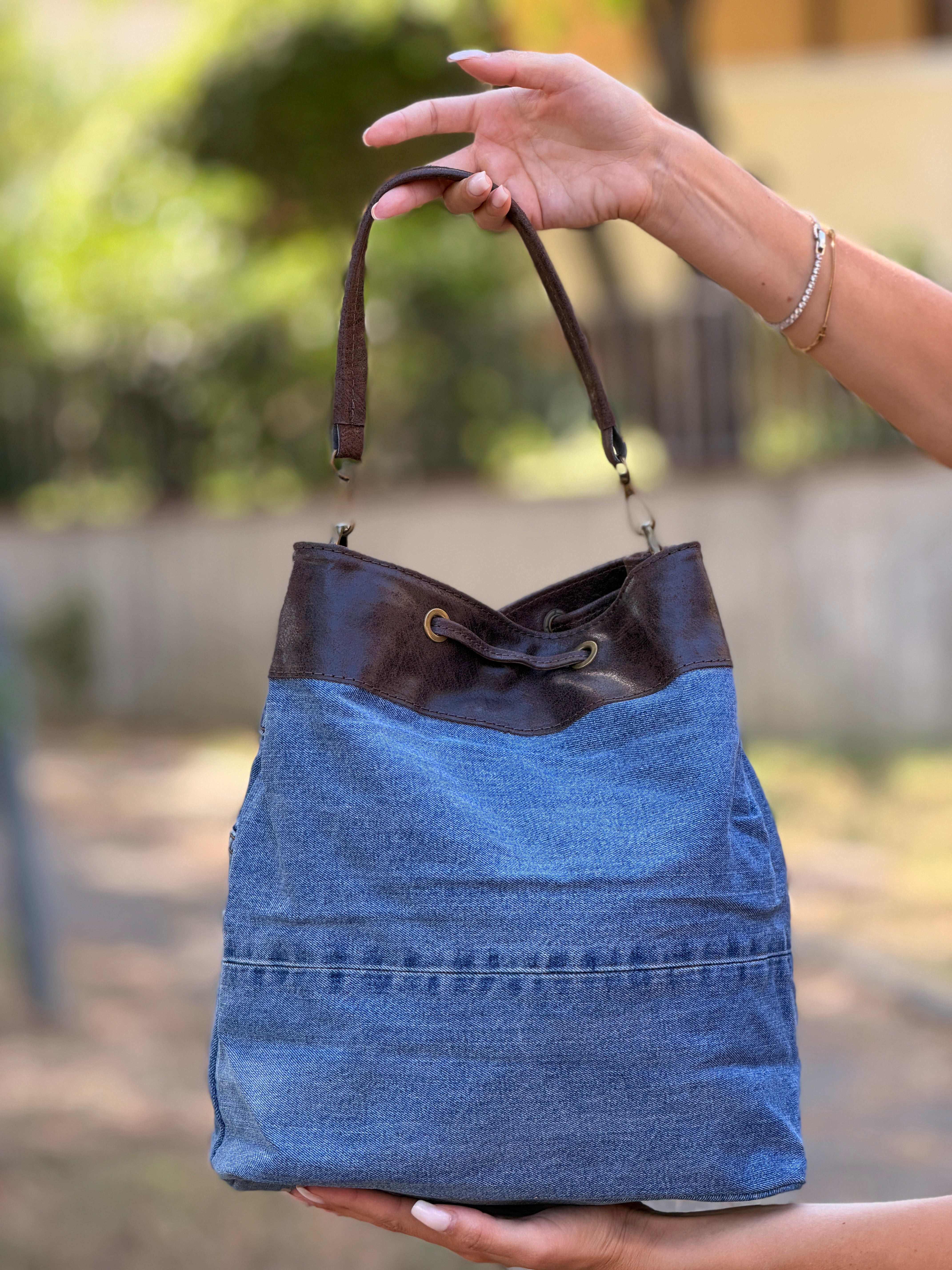 Secchiello Denim Pelle