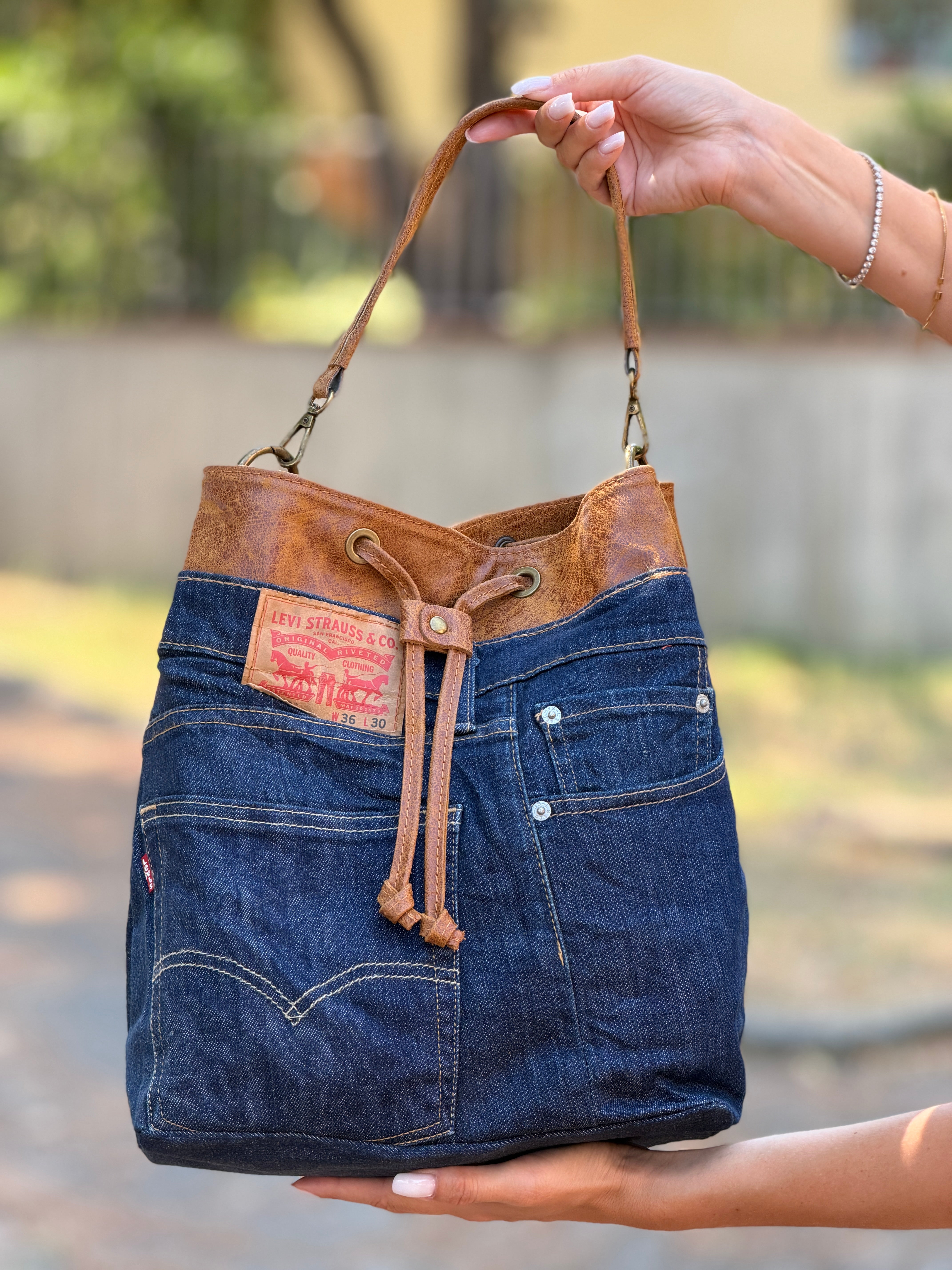 Secchiello Denim Pelle