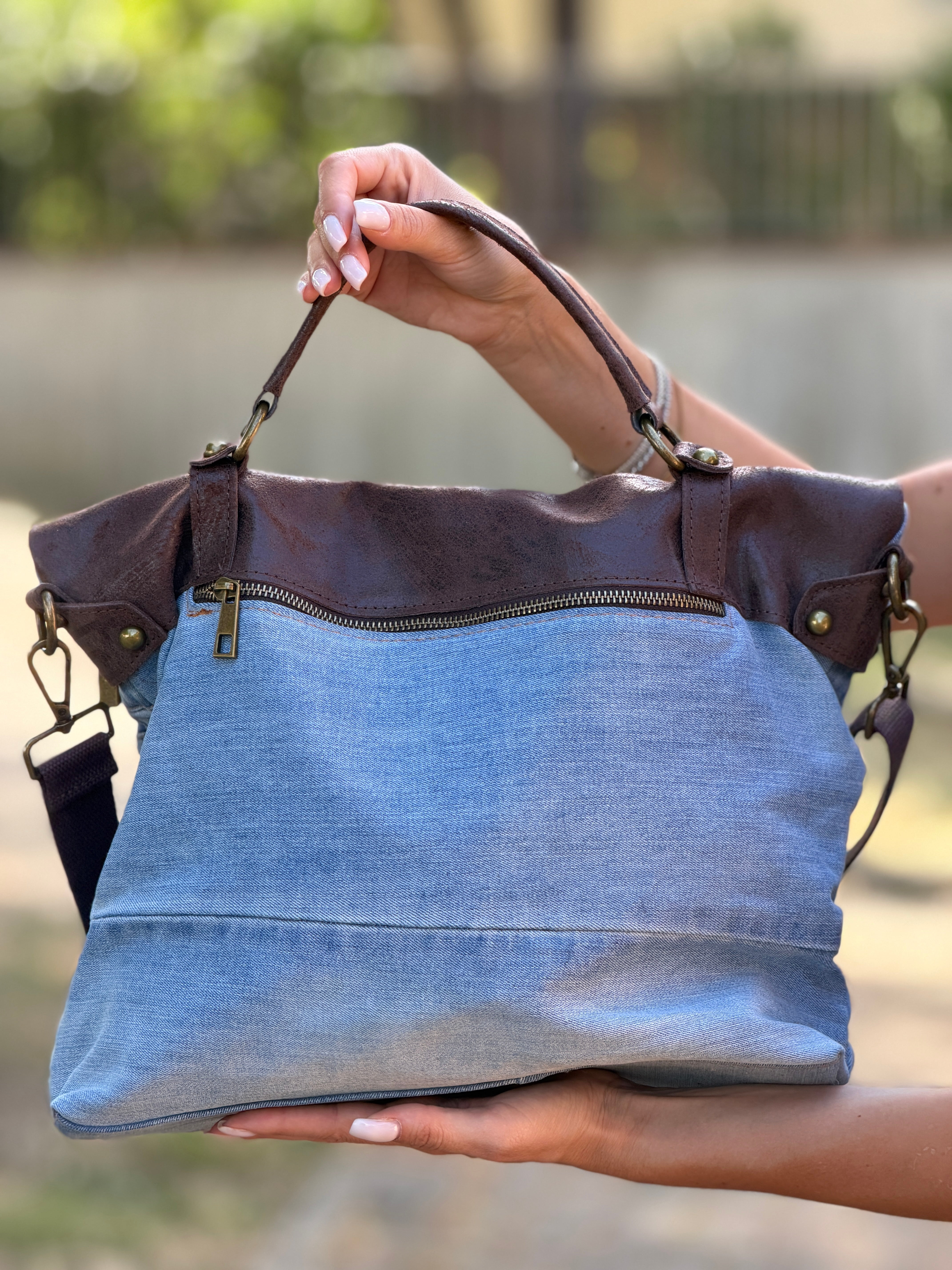 Borsa Denim Pelle