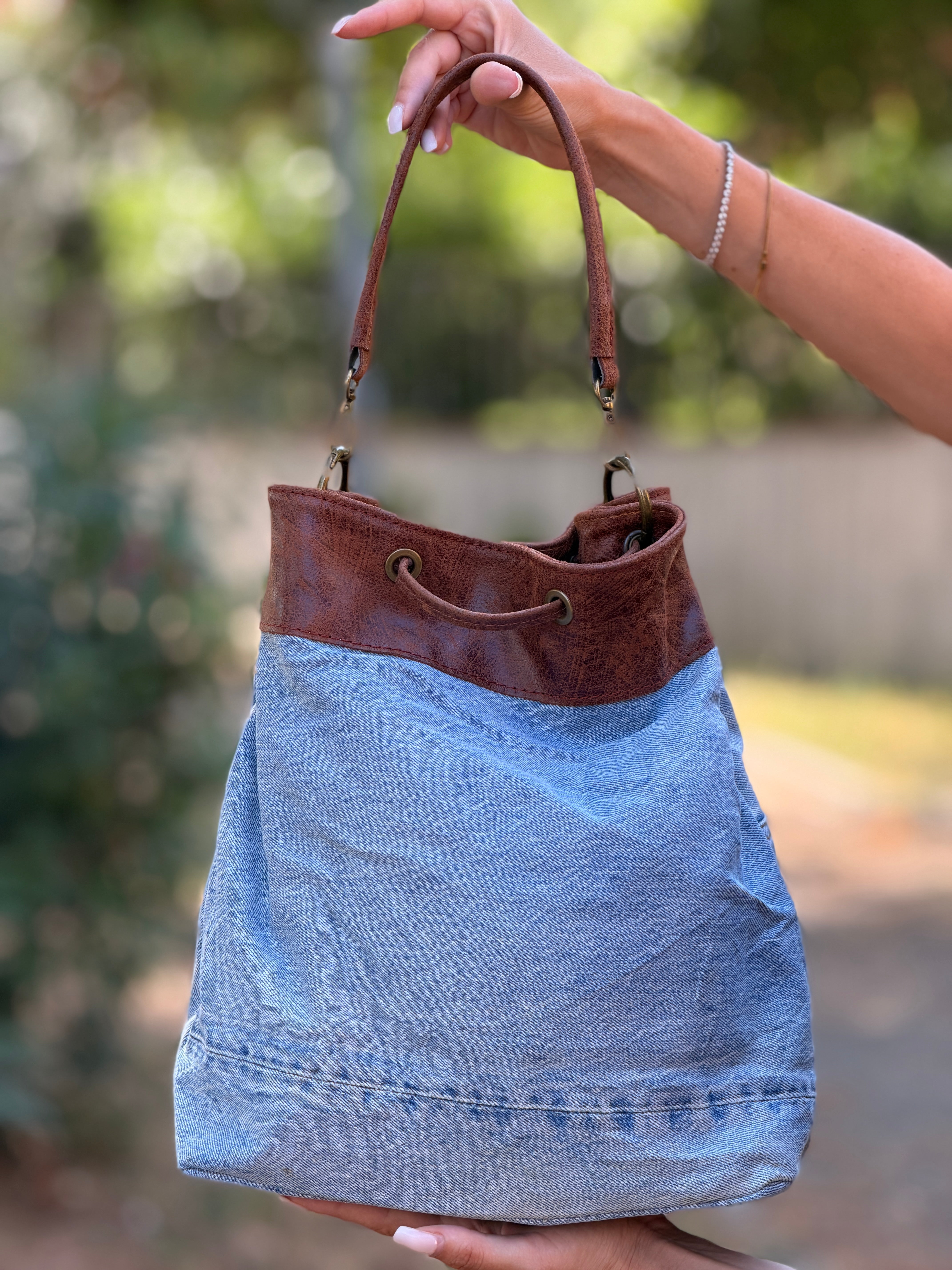 Secchiello Denim Pelle