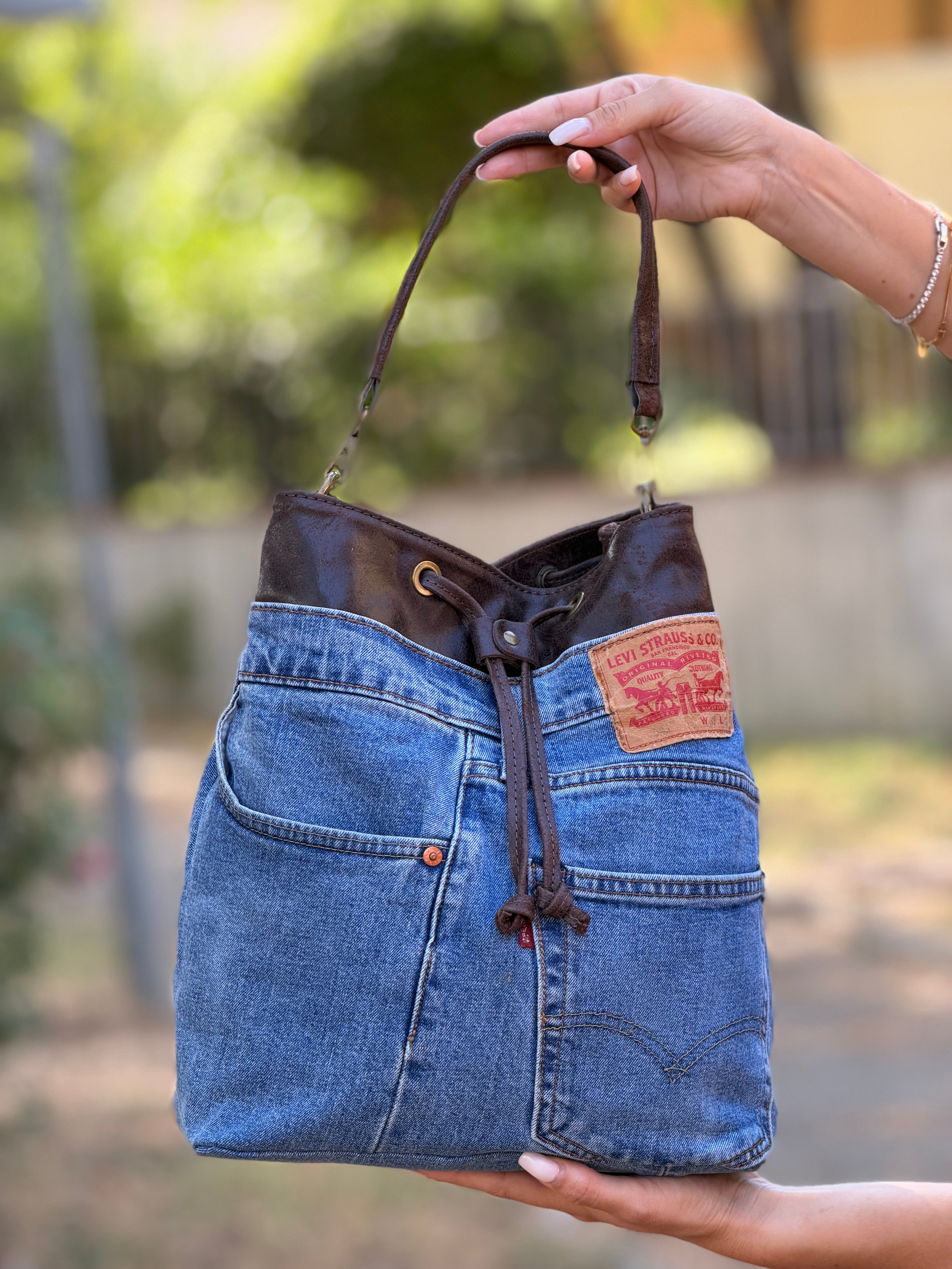 Secchiello Denim Pelle