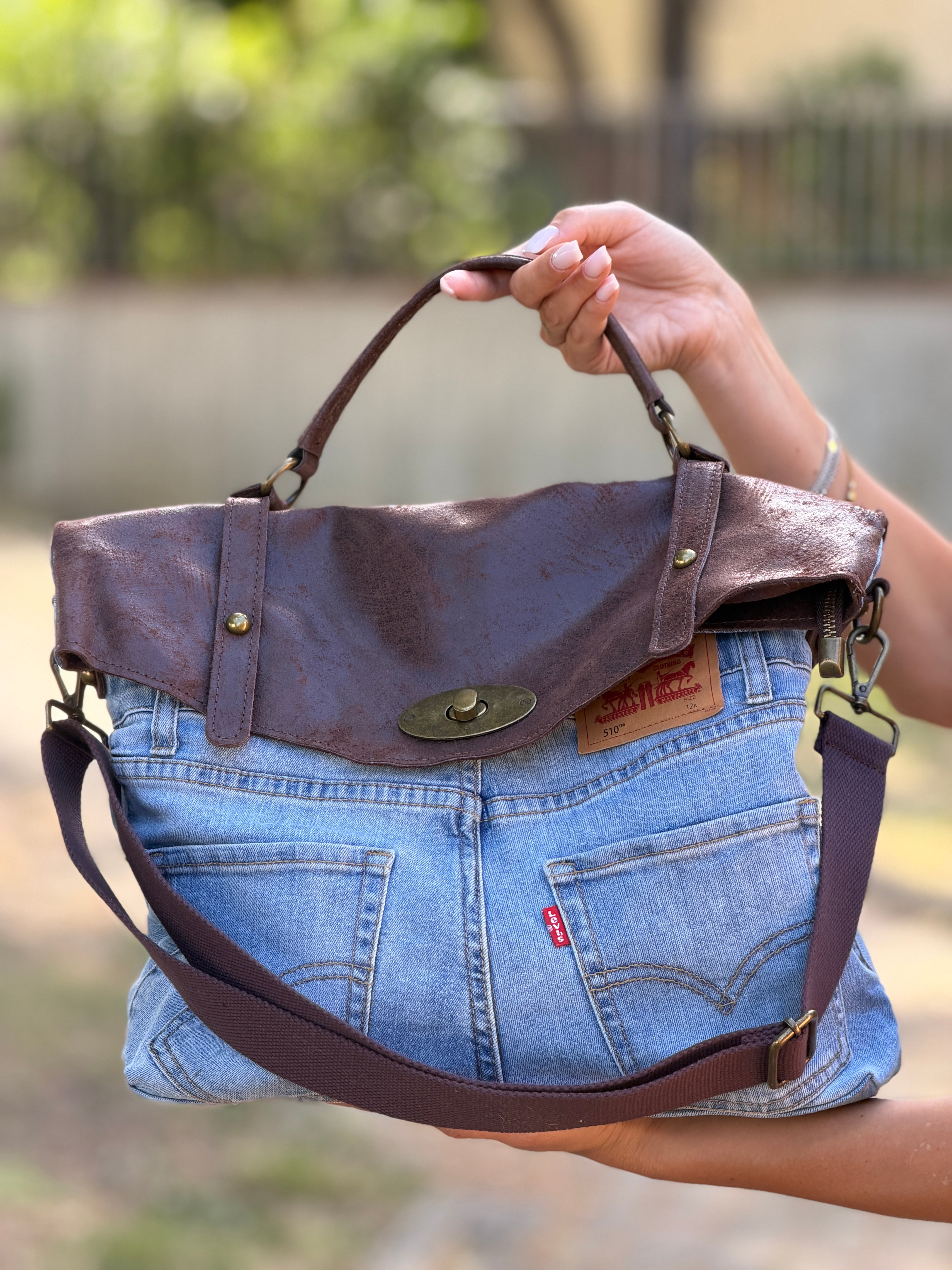 Borsa Denim Pelle