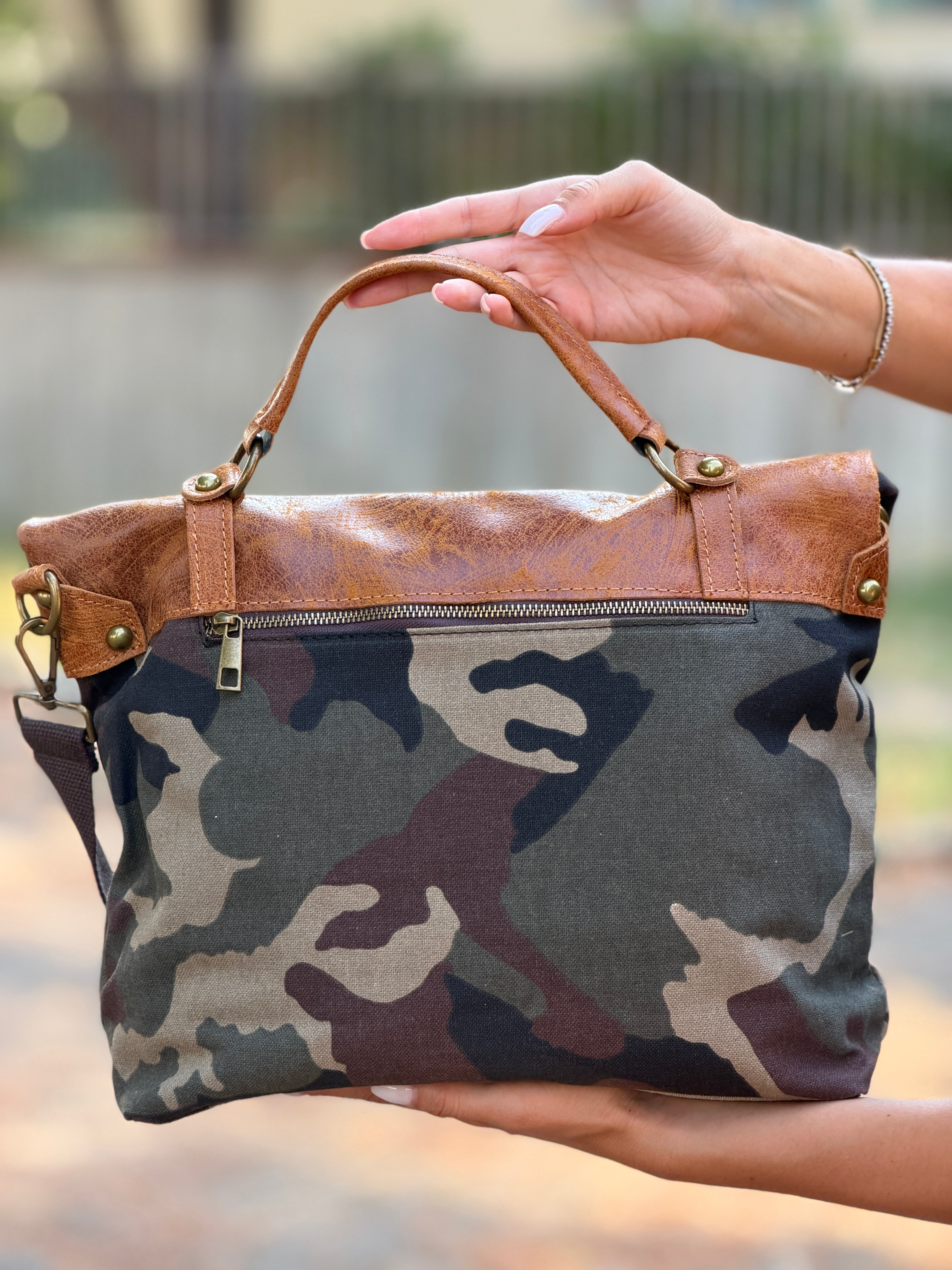 Borsa Denim Pelle Mimetic