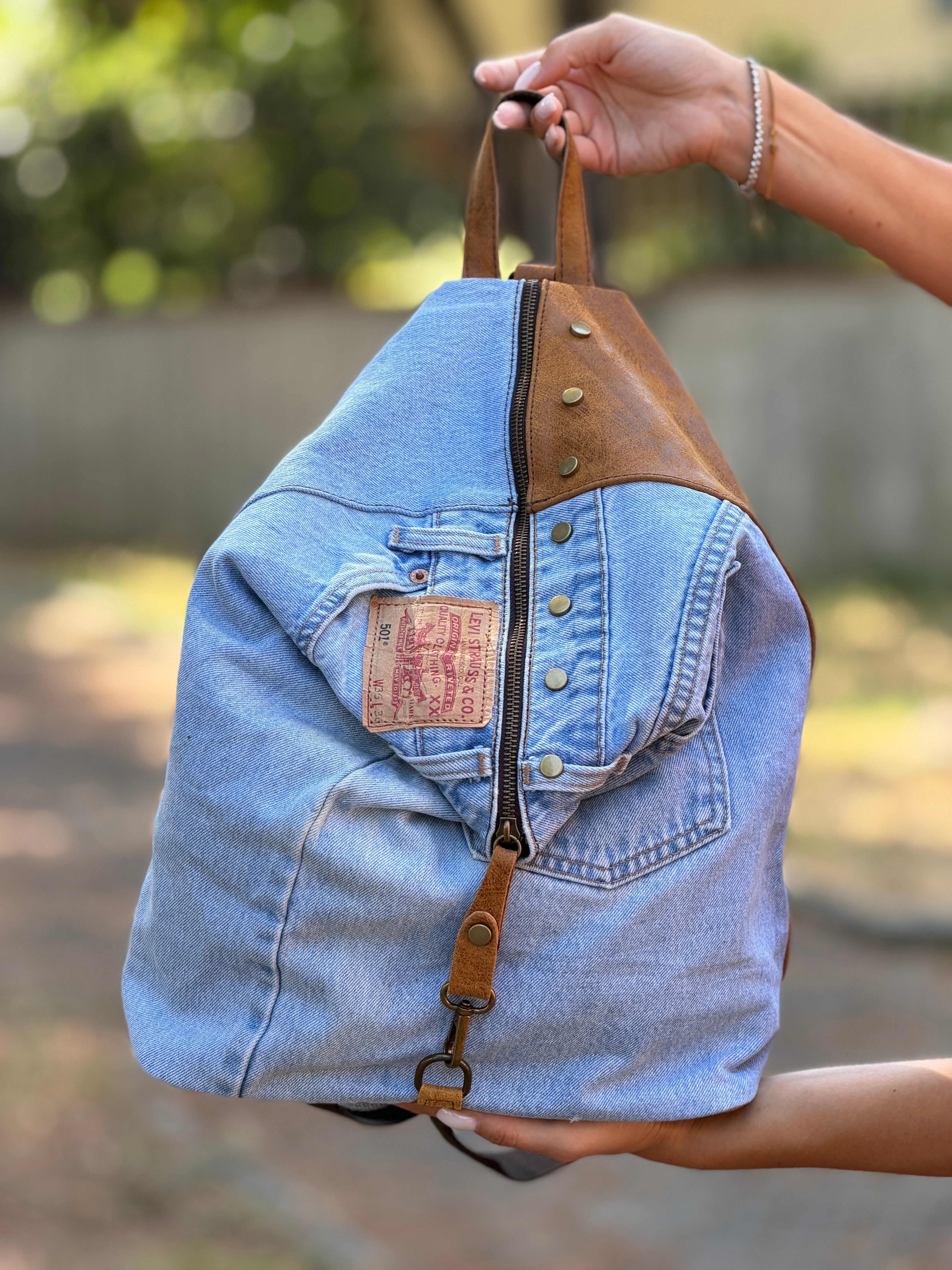 Zainetto Denim Pelle Borchie