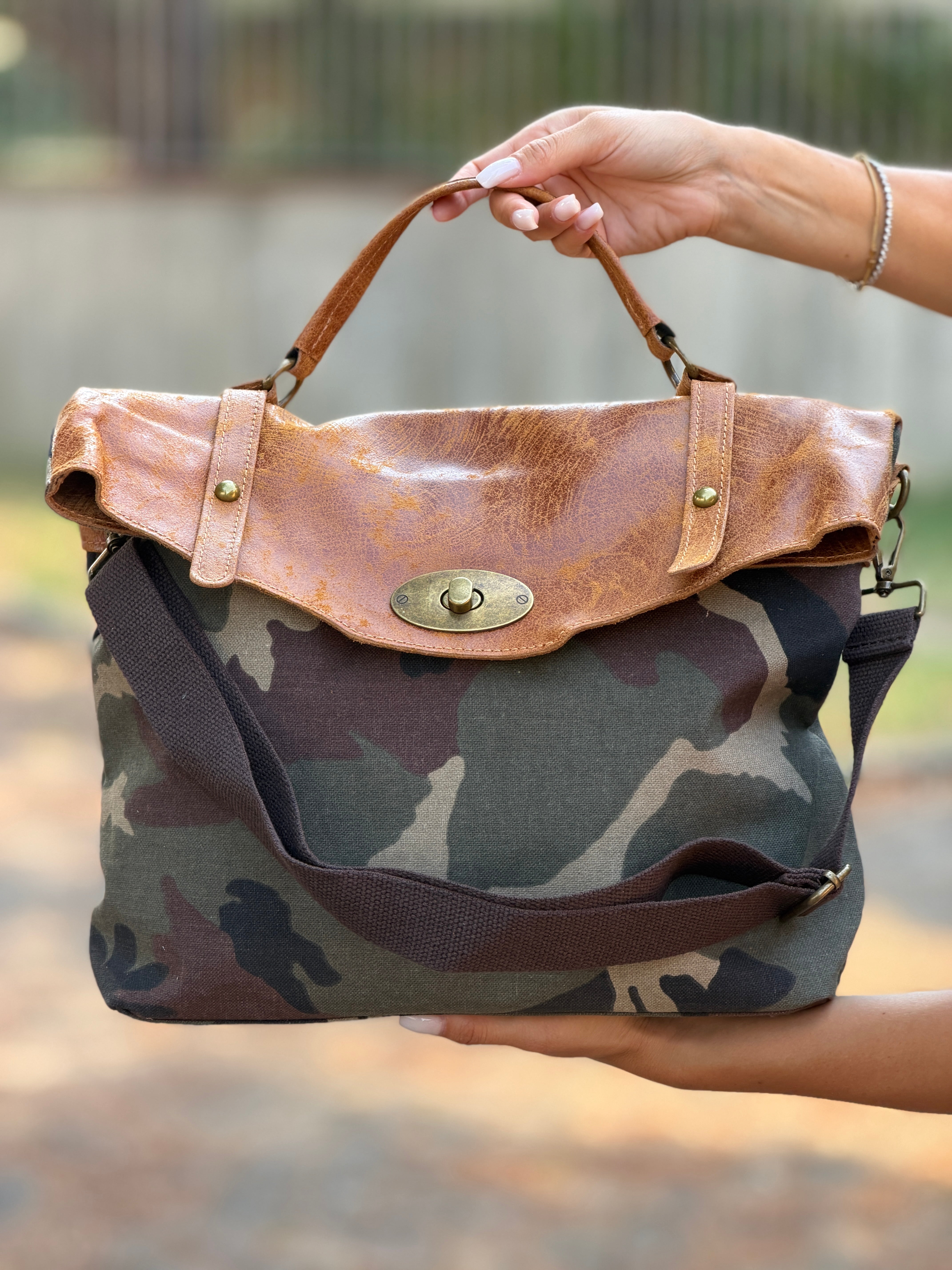 Borsa Denim Pelle Mimetic