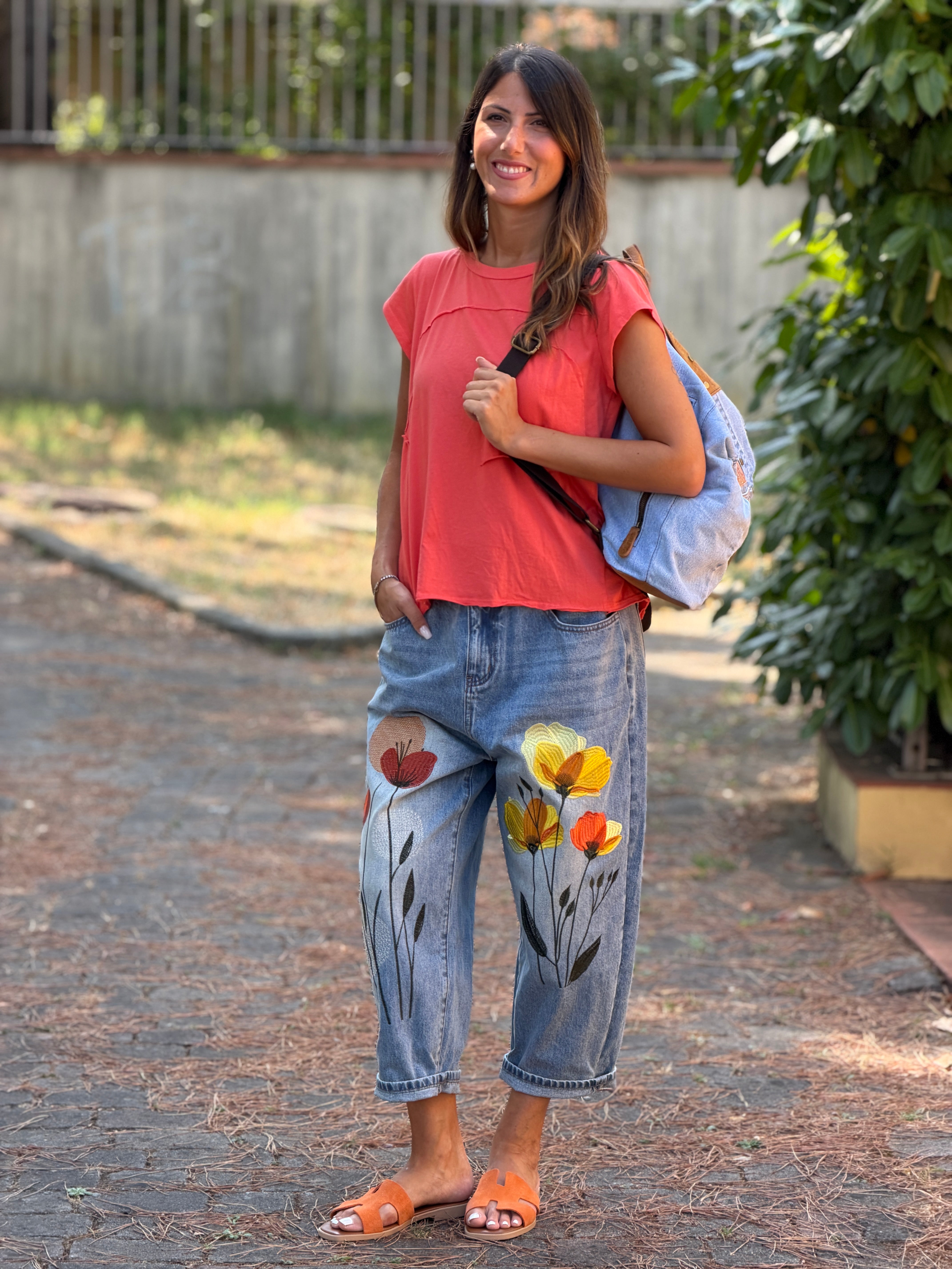 Zainetto Denim Pelle Borchie