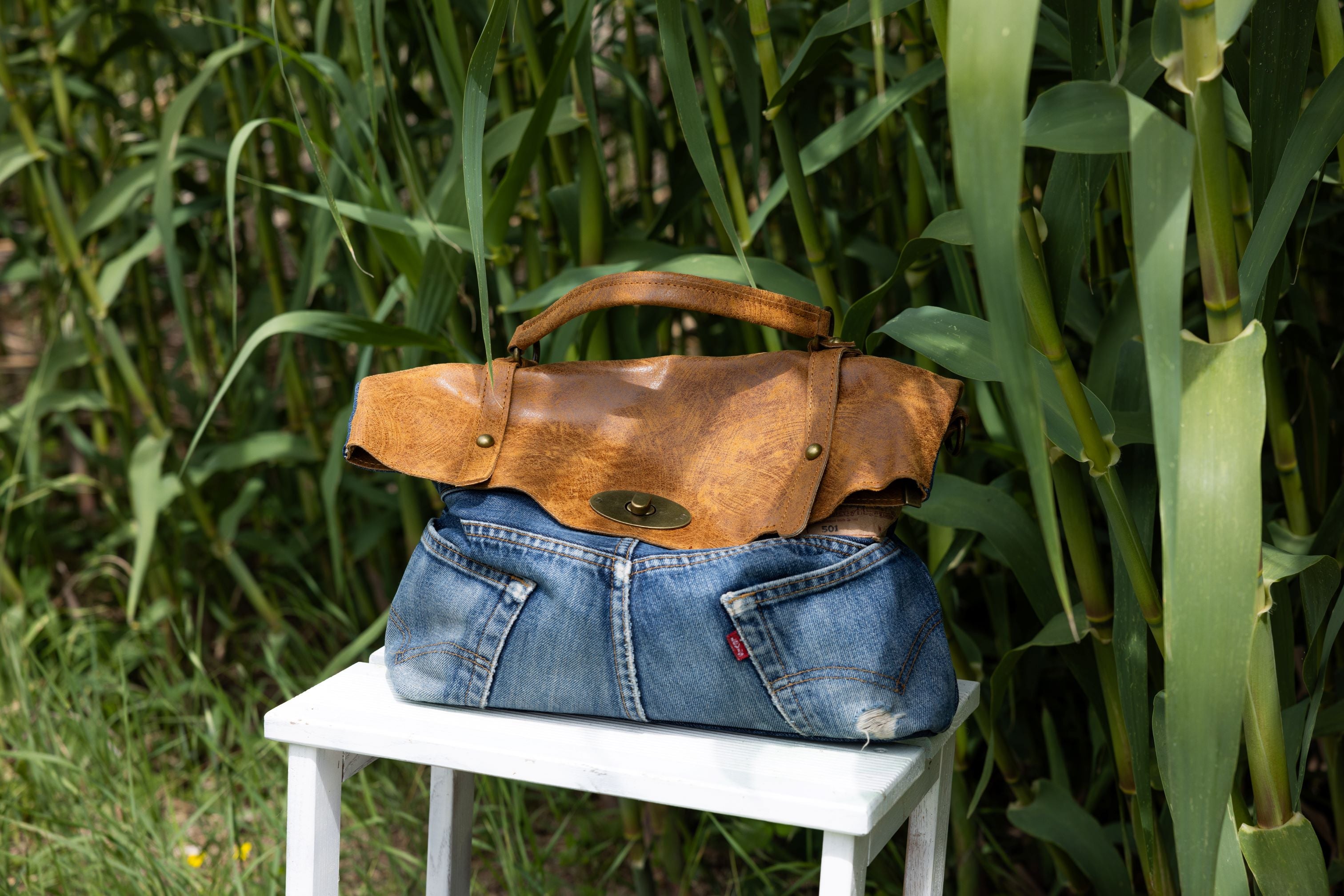 Borsa Denim Pelle