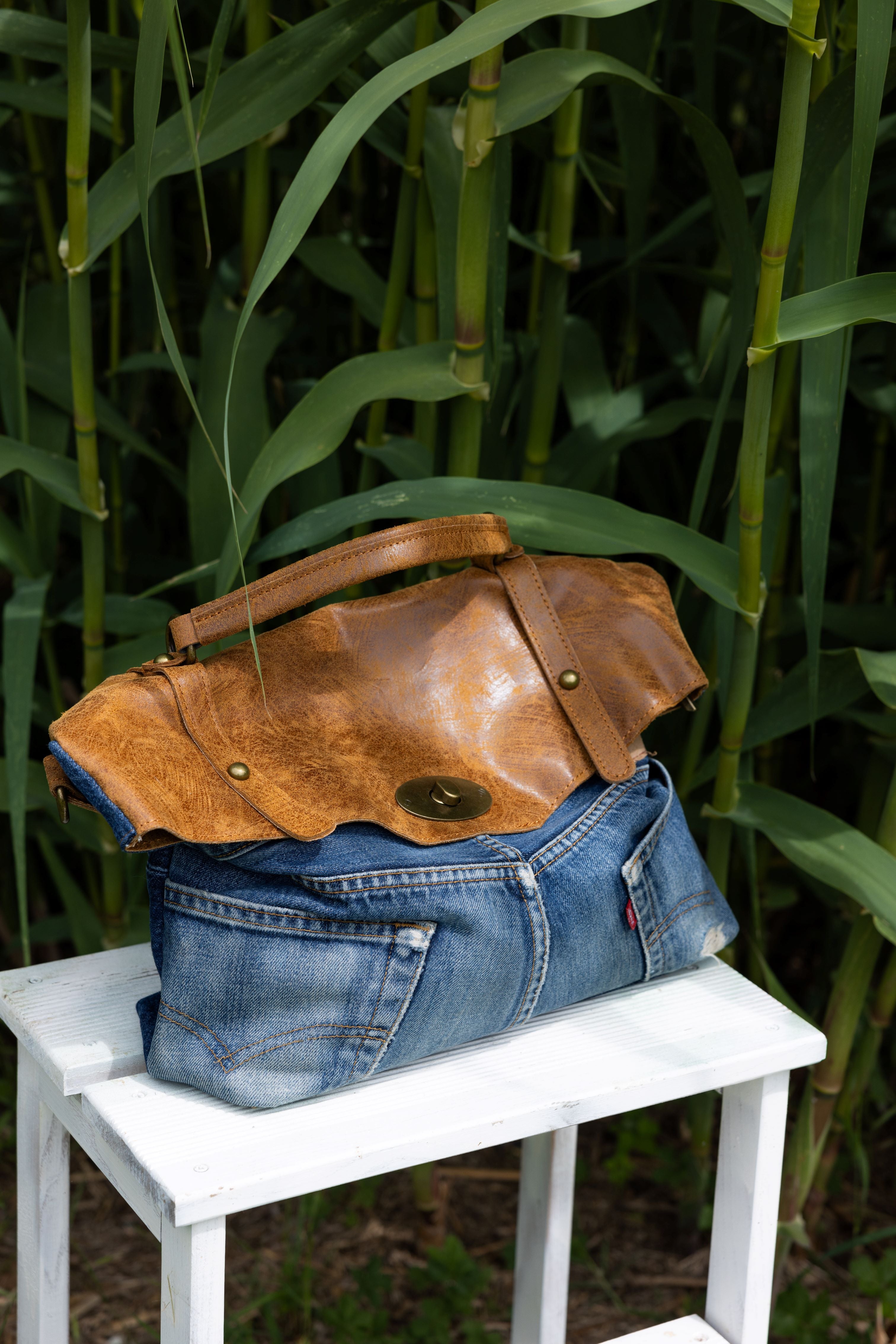 Borsa Denim Pelle